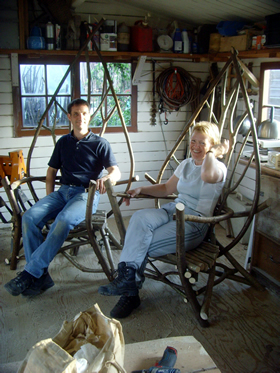 Two rustic chairs